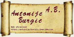 Antonije Burgić vizit kartica
